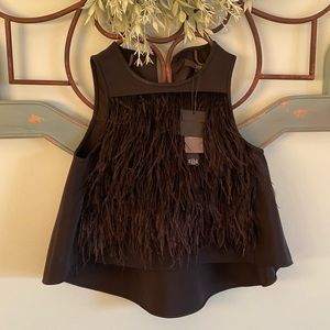 BNWT Tibi size 0 crop top with feathers